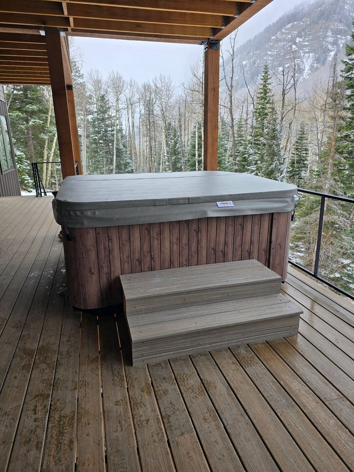 Technician servicing a hot tub